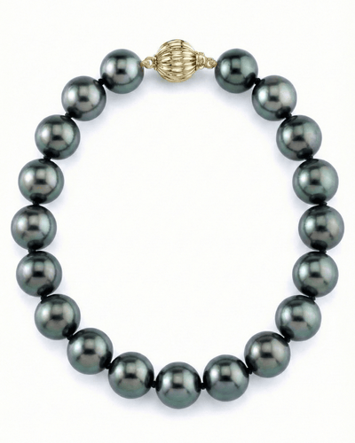 True Round Black Tahitian Pearl Bracelet, 8.0-9.0mm - AAA Quality