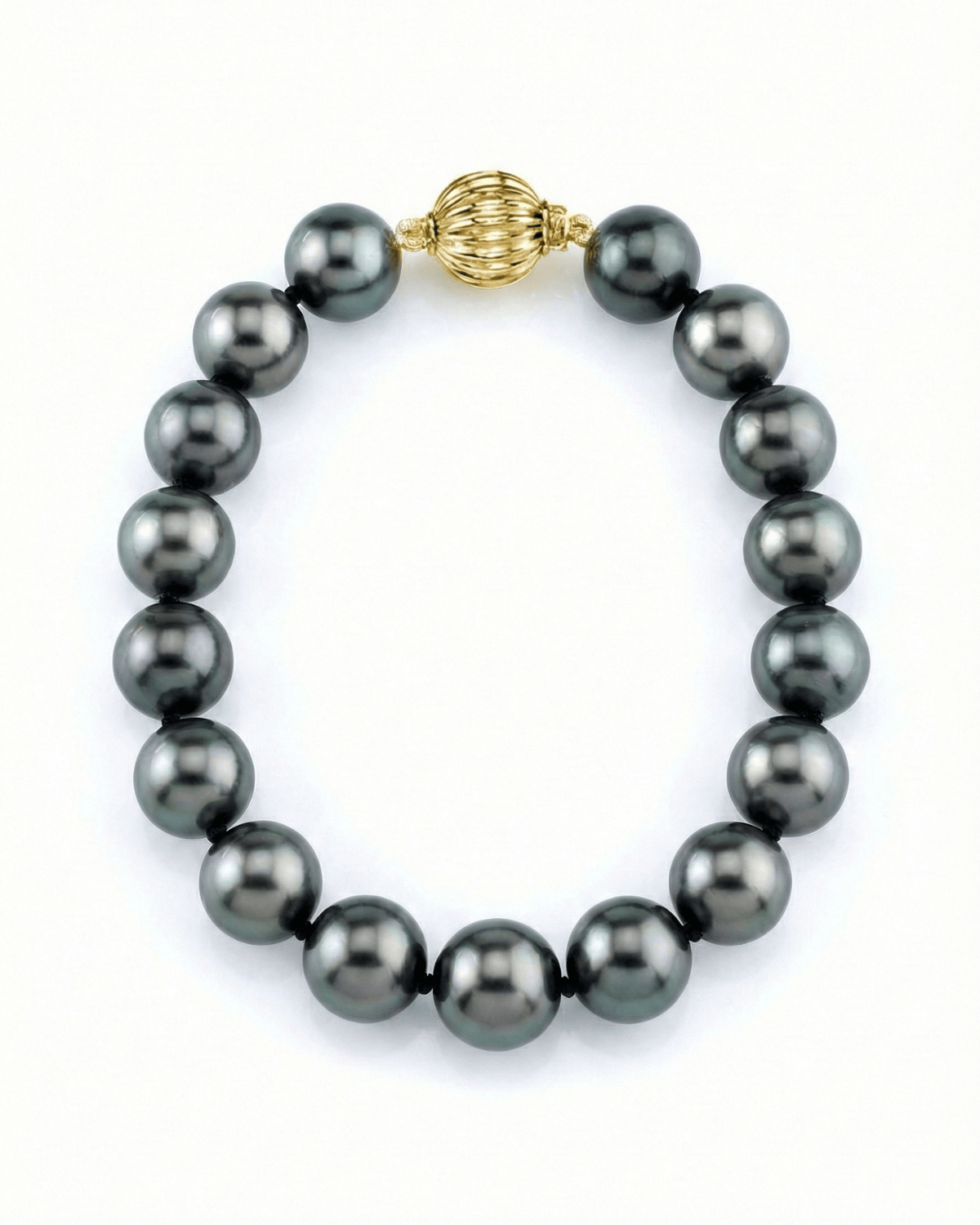 True Round Black Tahitian Pearl Bracelet, 9.0-10.0mm - AAA Quality