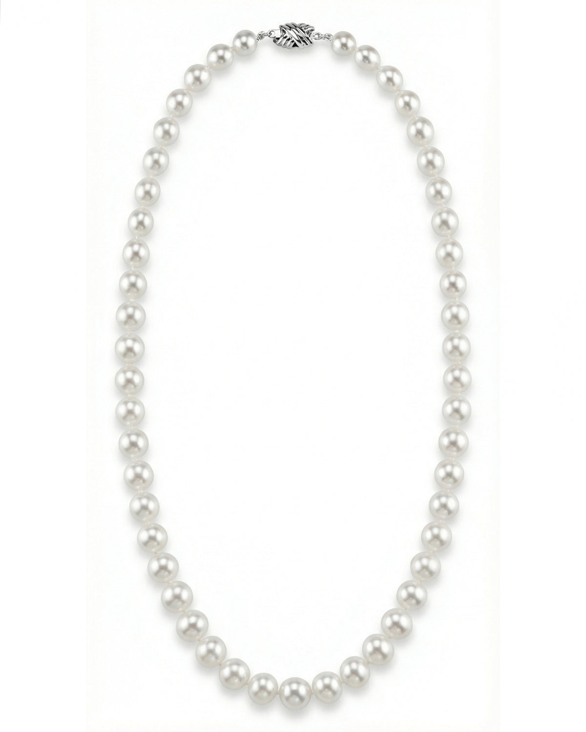 White Japanese Akoya Graduated Pearl Necklace, 8.0-10.0mm - AAA Quality