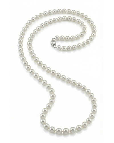 White Japanese Akoya Opera Length Pearl Necklace, 8.0-8.5mm