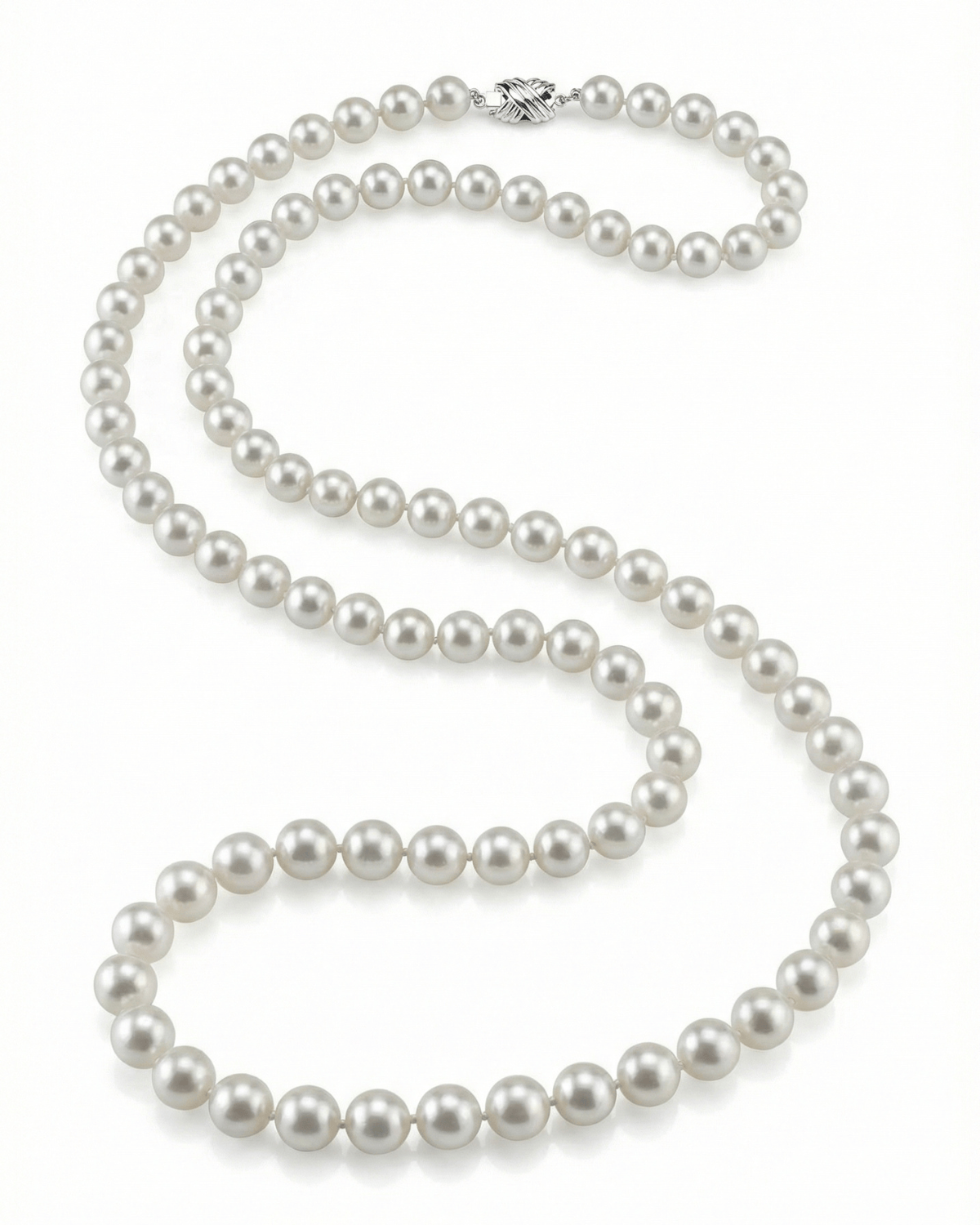 White Japanese Akoya Opera Length Pearl Necklace, 8.5-9.0mm
