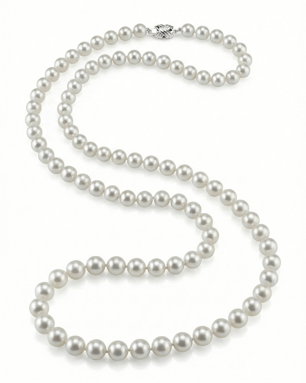 White Japanese Akoya Opera Length Pearl Necklace, 8.5-9.0mm