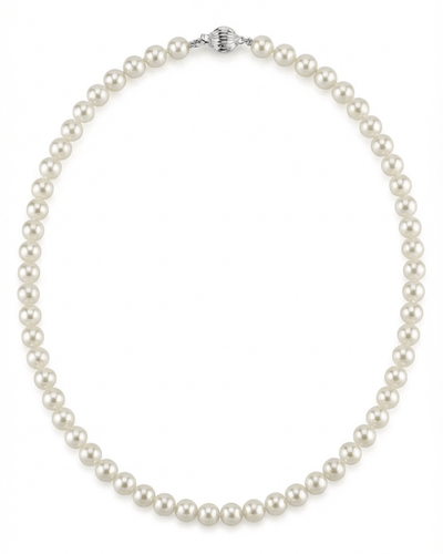 White Japanese Akoya Pearl Necklace, 6.5-7.0mm - AA+ Quality