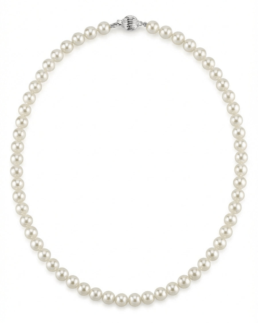 White Japanese Akoya Pearl Necklace, 6.5-7.0mm - AA+ Quality