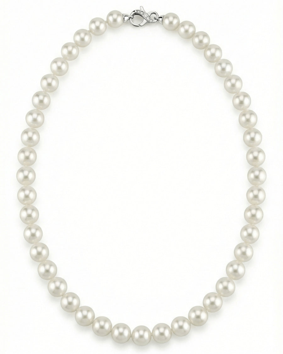 White Japanese Akoya Pearl Necklace, 9.0-9.5mm - AAA Quality