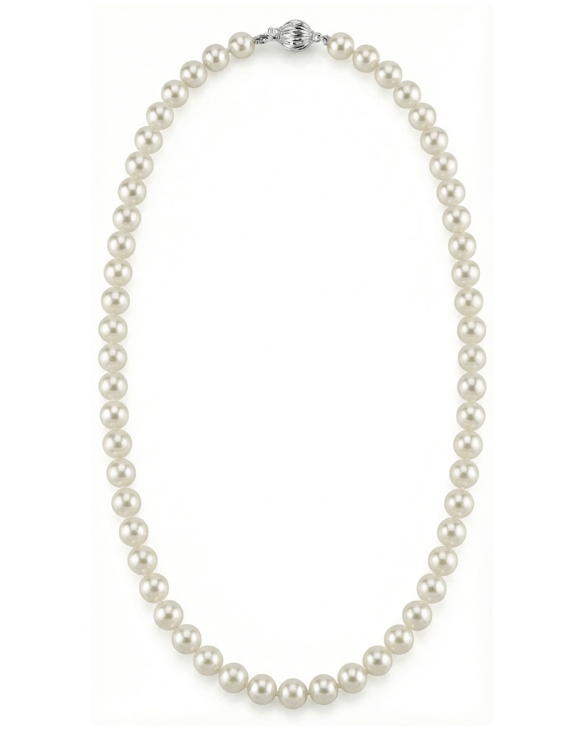 White Japanese Hanadama Akoya Pearl Necklace, 6.5-7.0mm
