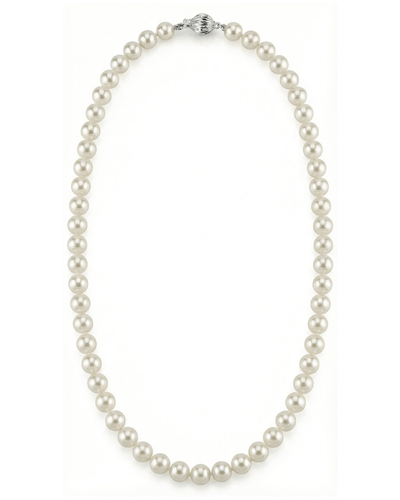 White Japanese Hanadama Akoya Pearl Necklace, 6.5-7.0mm