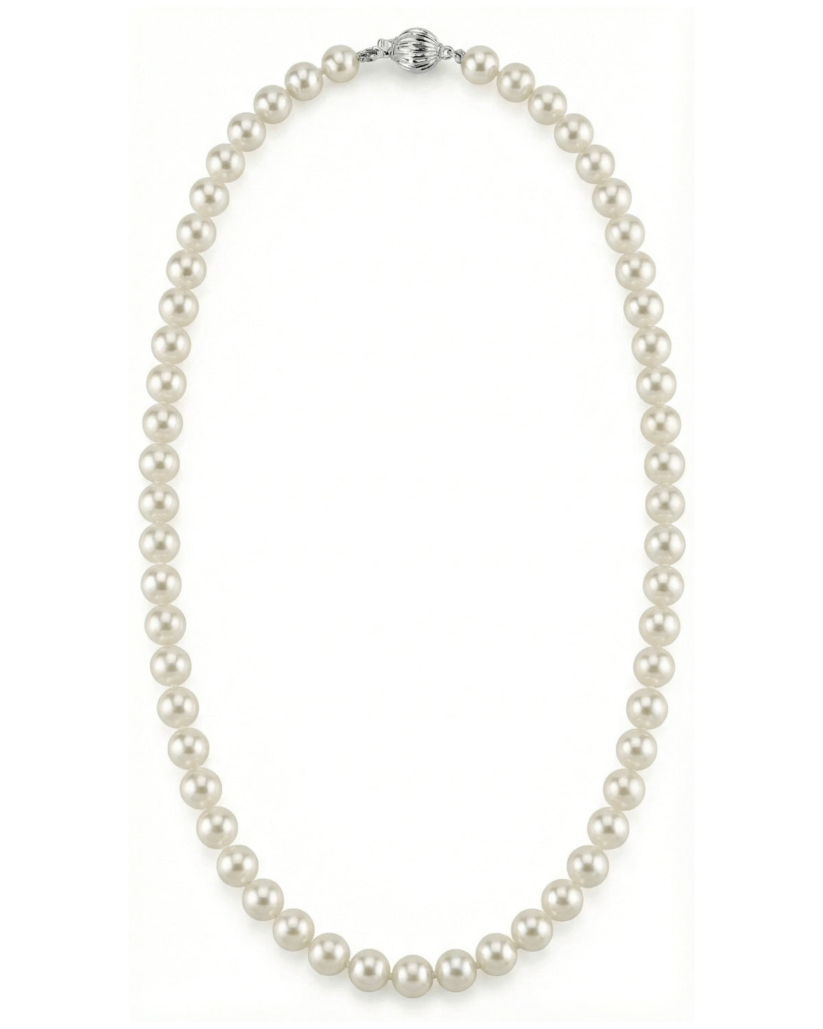 White Japanese Hanadama Akoya Pearl Necklace, 6.5-7.0mm