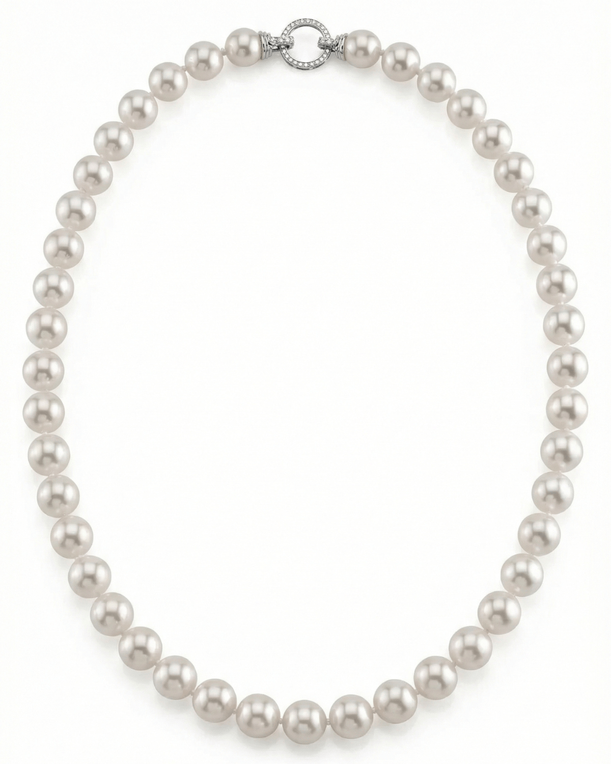 White Japanese Hanadama Akoya Pearl Necklace, 9.5-10mm