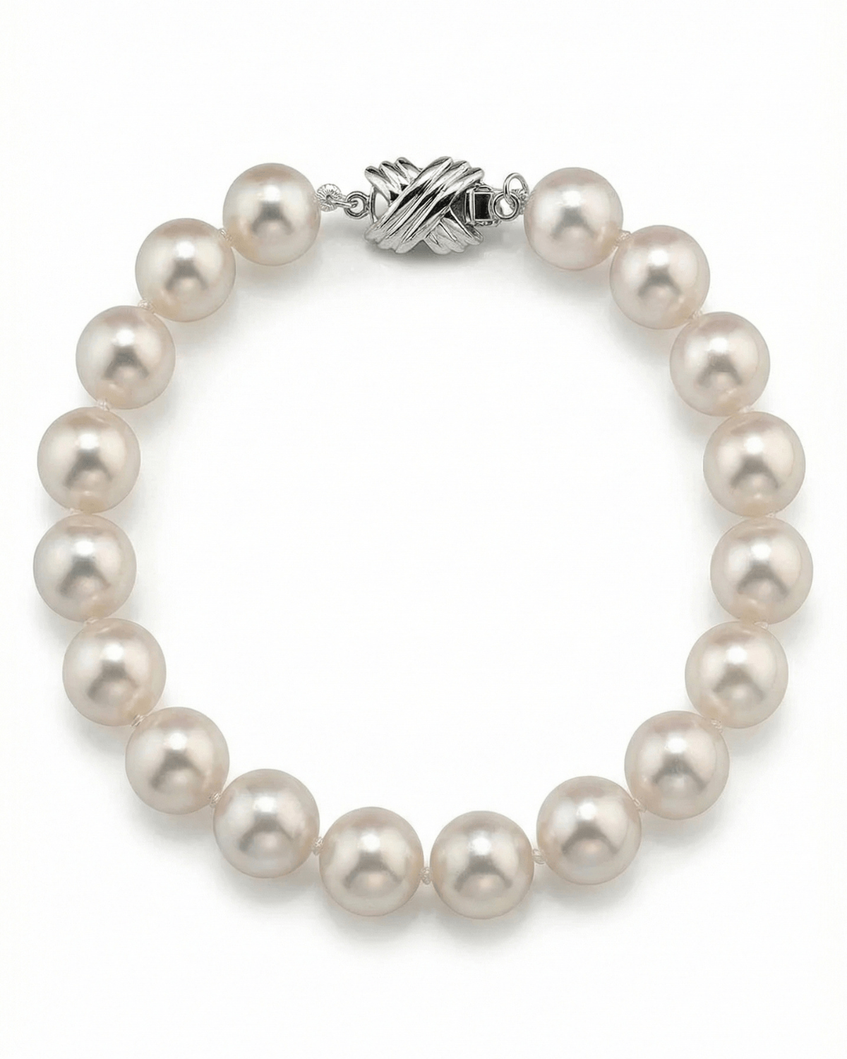 White Hanadama Japanese Akoya Pearl Bracelet, 8.5-9.0mm