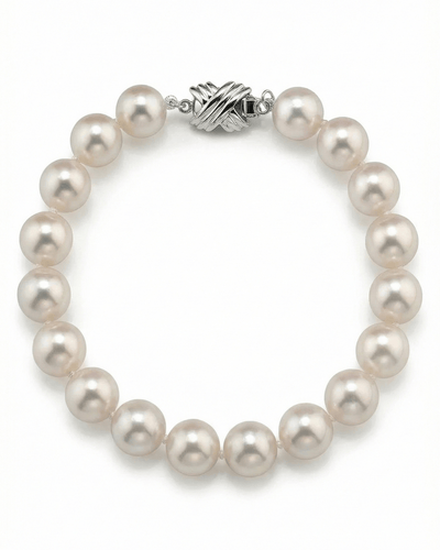 White Hanadama Japanese Akoya Pearl Bracelet, 8.5-9.0mm
