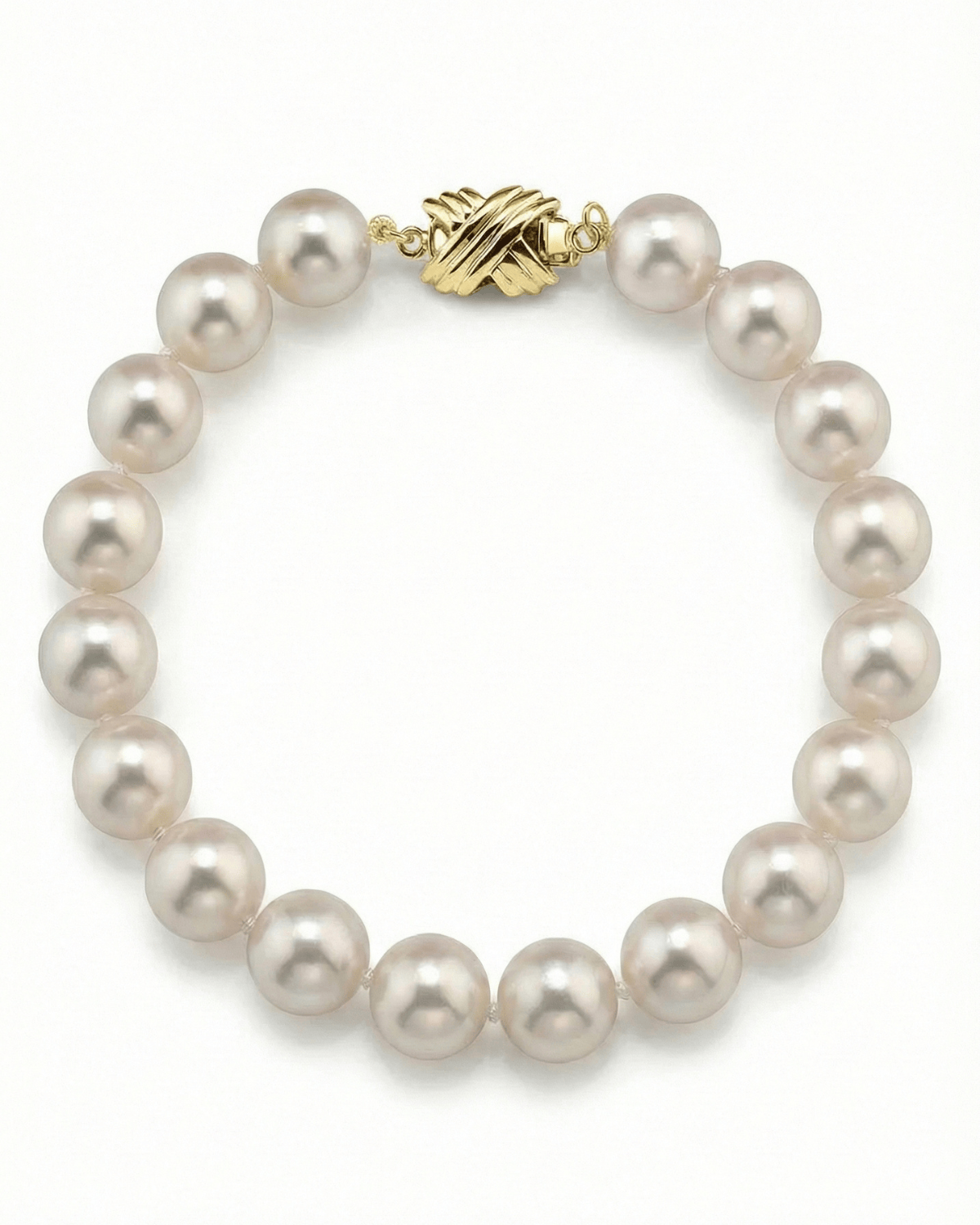 White Hanadama Japanese Akoya Pearl Bracelet, 8.5-9.0mm