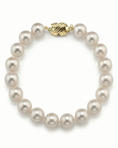 White Hanadama Japanese Akoya Pearl Bracelet, 8.5-9.0mm