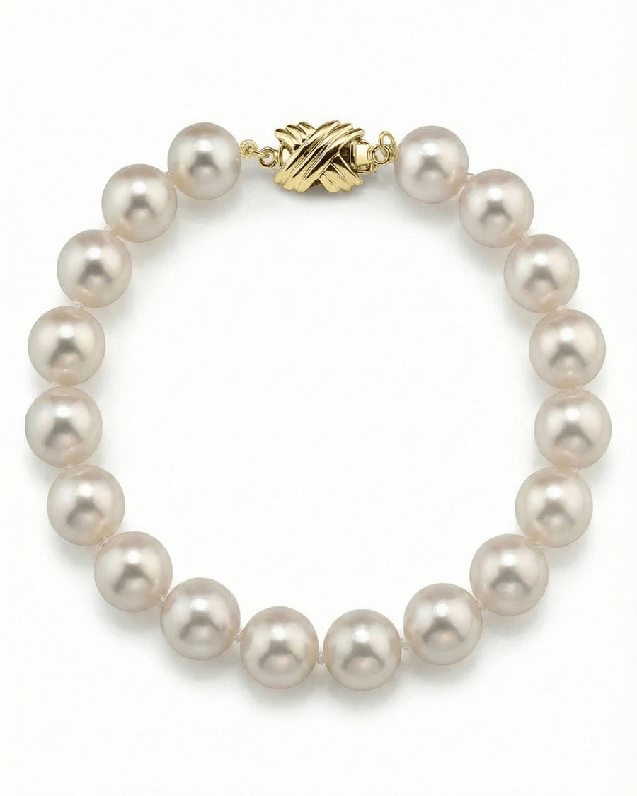 White Hanadama Japanese Akoya Pearl Bracelet, 8.5-9.0mm