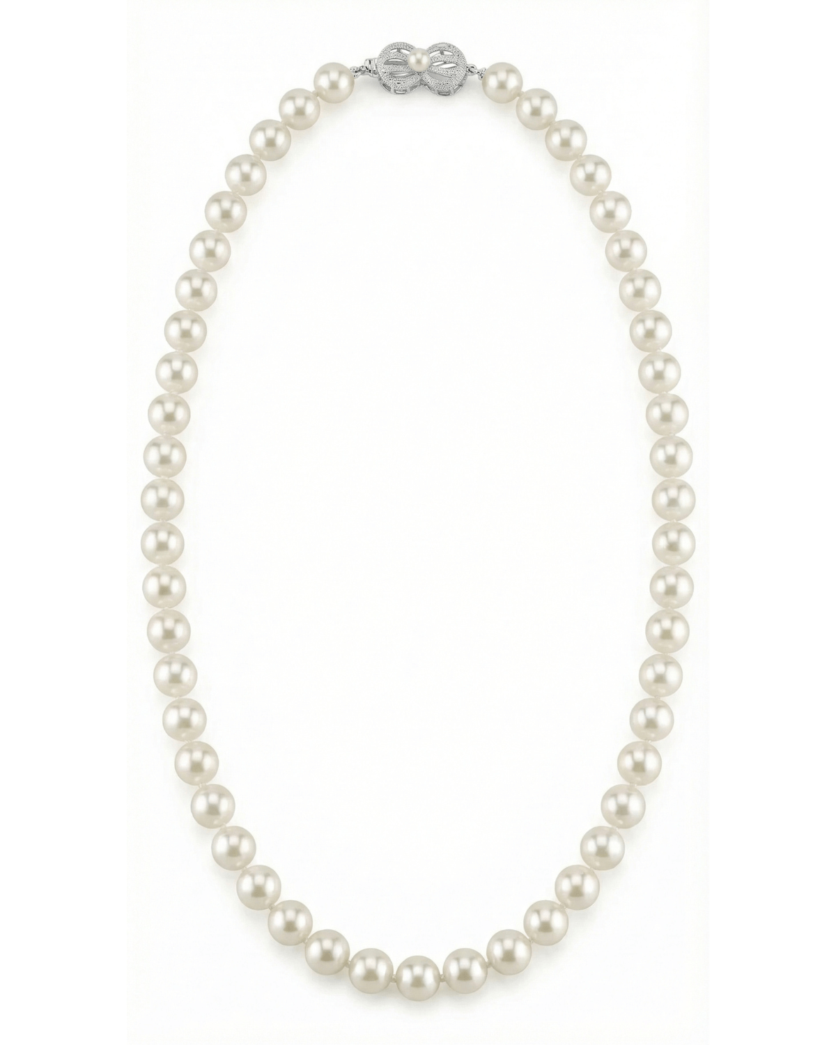 White Japanese Akoya Choker Length Pearl Necklace, 7.5-8.0mm - AAA Quality