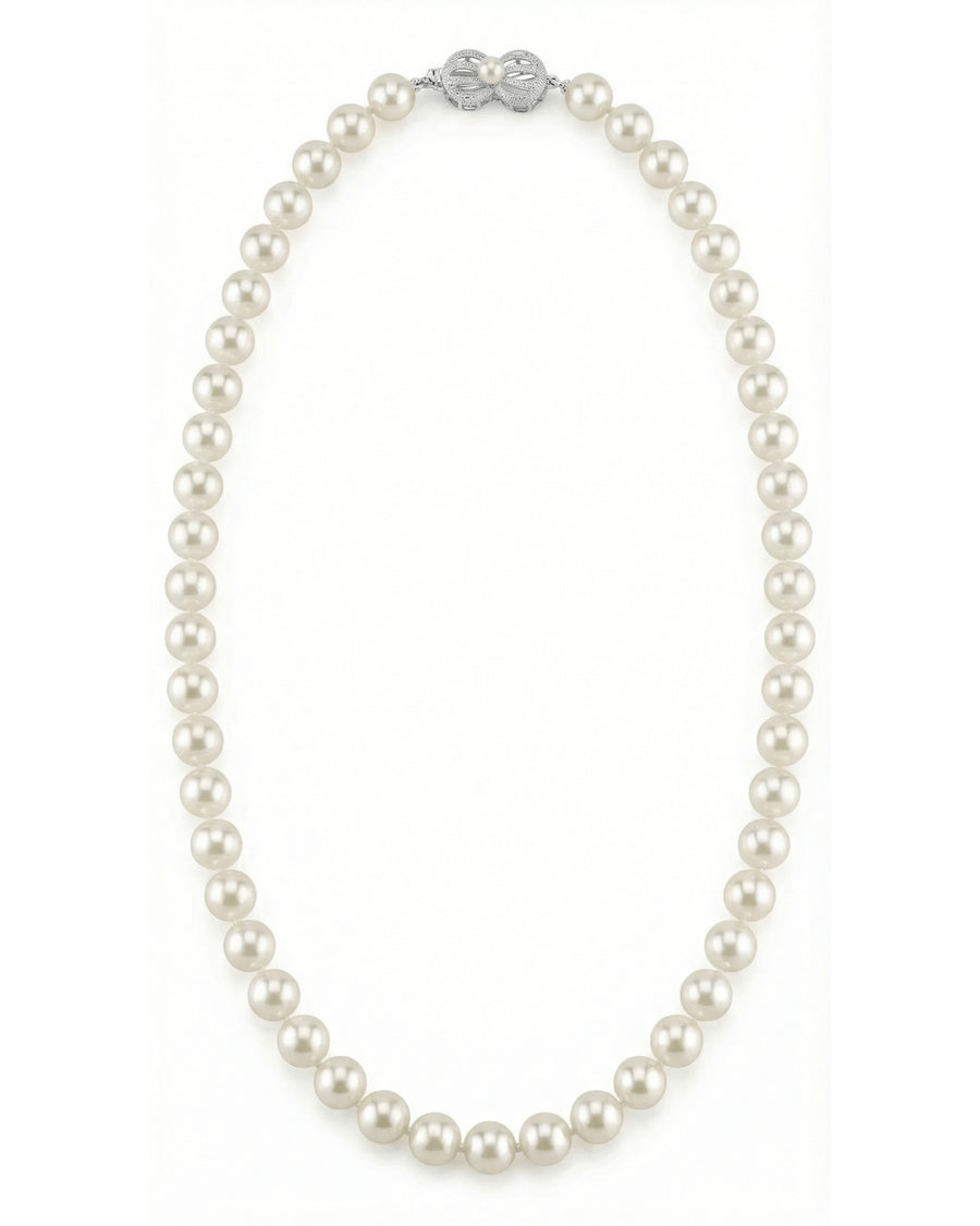White Japanese Akoya Choker Length Pearl Necklace, 7.5-8.0mm - AAA Quality