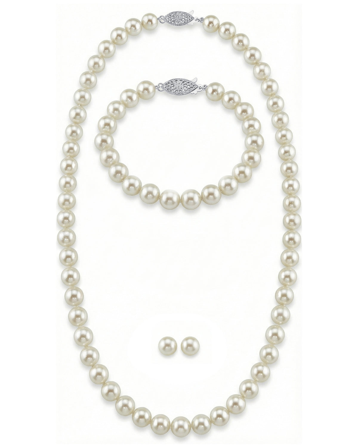 White Japanese Akoya Pearl 3-Piece Jewelry Set, 6.0-6.5mm