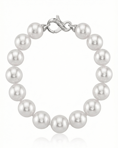 White Japanese Hanadama Akoya Pearl Bracelet, 9.0-9.5mm