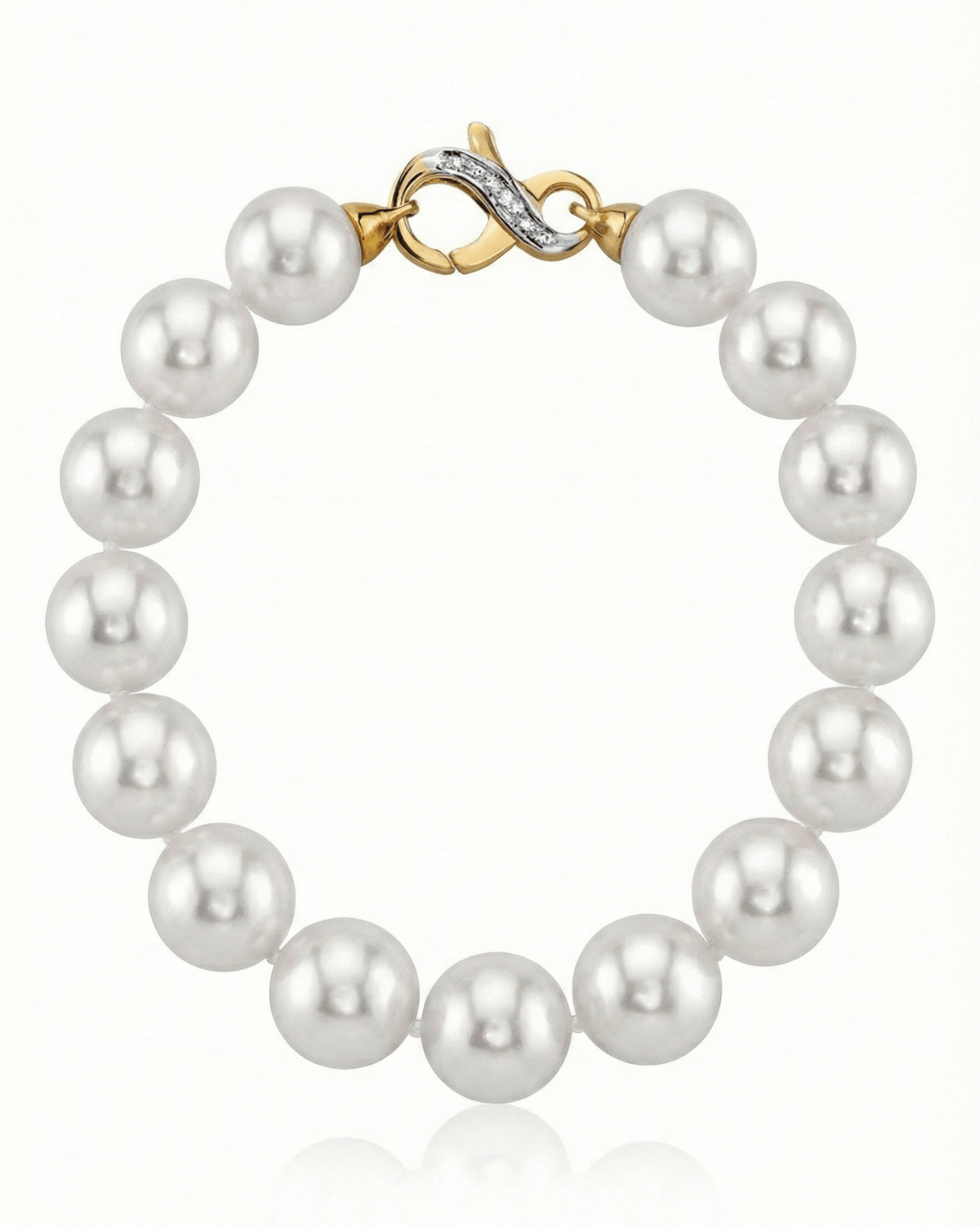 White Japanese Hanadama Akoya Pearl Bracelet, 9.0-9.5mm