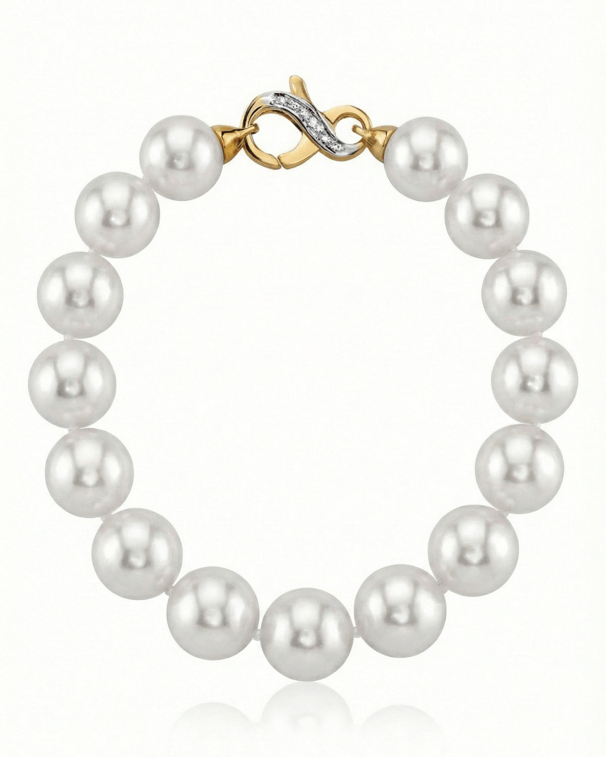 White Japanese Hanadama Akoya Pearl Bracelet, 9.0-9.5mm