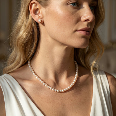 White Japanese Akoya Pearl Necklace, 6.0-6.5mm - AAA Quality