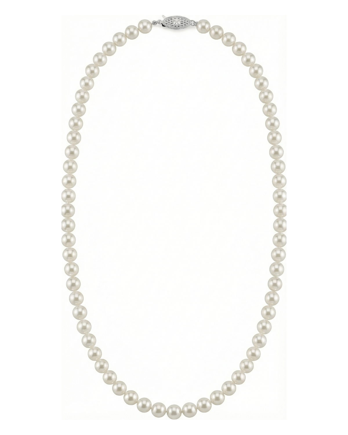 White Japanese Akoya Pearl Necklace, 6.0-6.5mm - AAA Quality