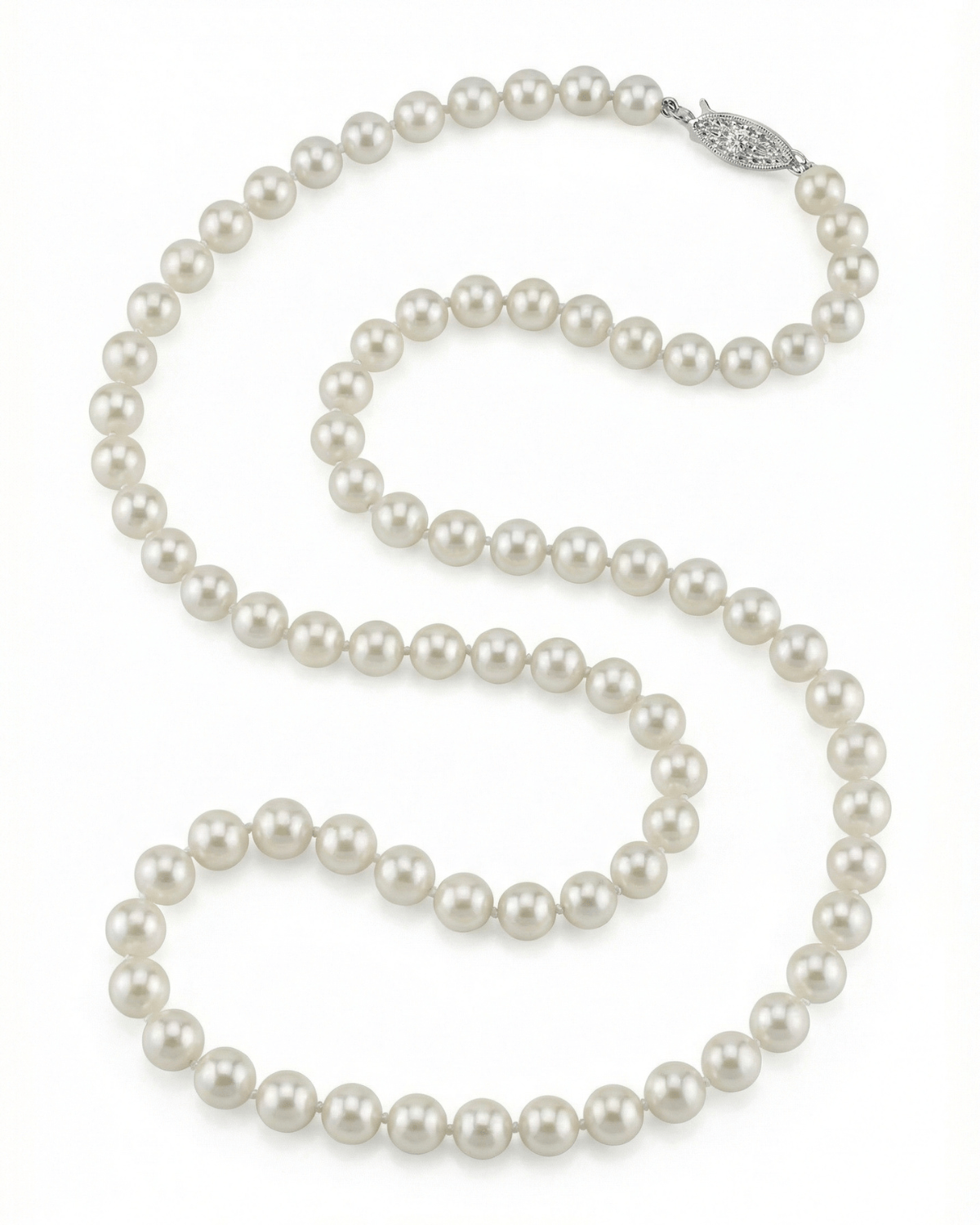 White Japanese Akoya Pearl Necklace, 6.0-6.5mm - AA+ Quality