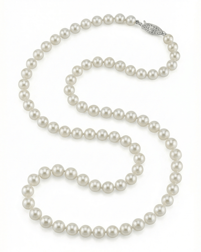 White Japanese Akoya Pearl Necklace, 6.0-6.5mm - AA+ Quality