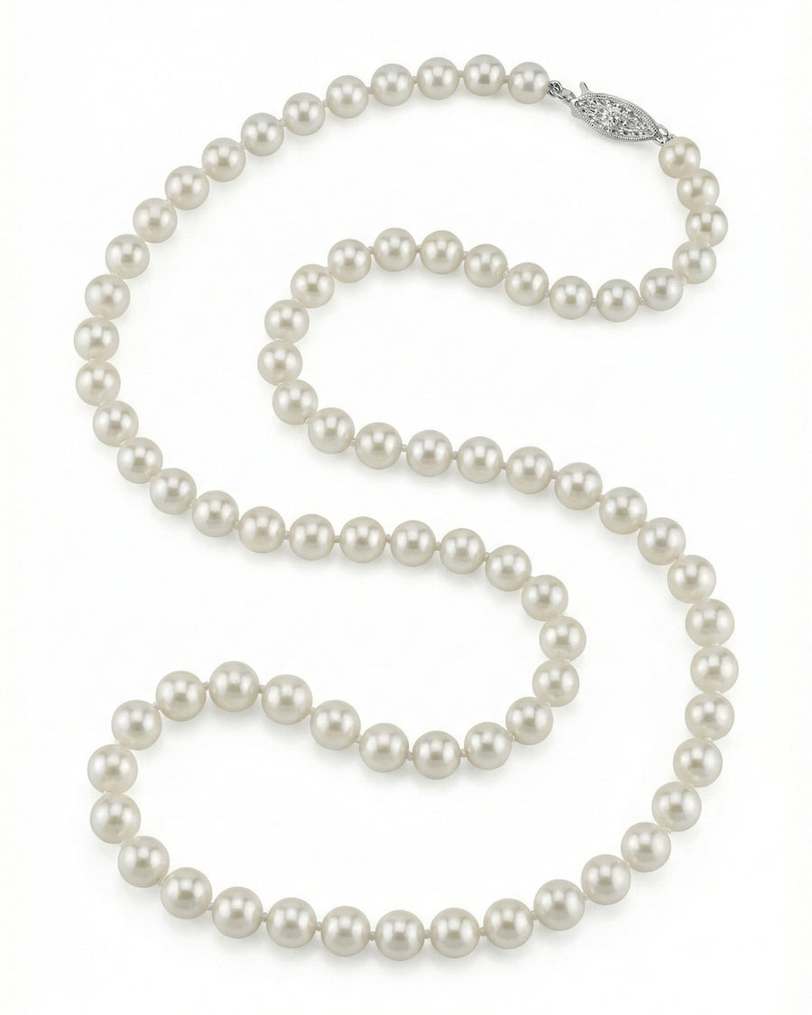 White Japanese Akoya Pearl Necklace, 6.0-6.5mm - AA+ Quality