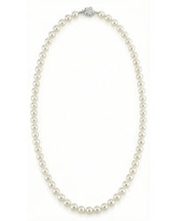 White Japanese Akoya Pearl Necklace, 7.0-7.5mm - AAA Quality