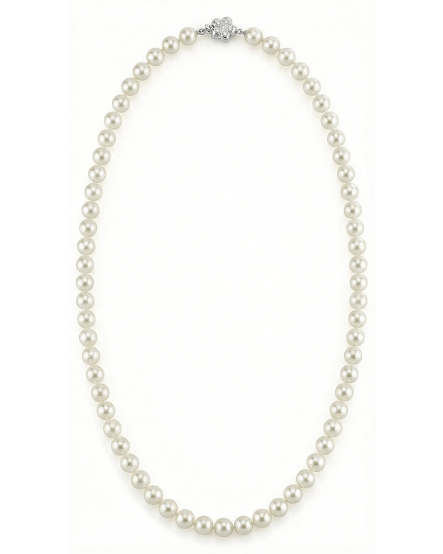 White Japanese Akoya Pearl Necklace, 7.0-7.5mm - AAA Quality