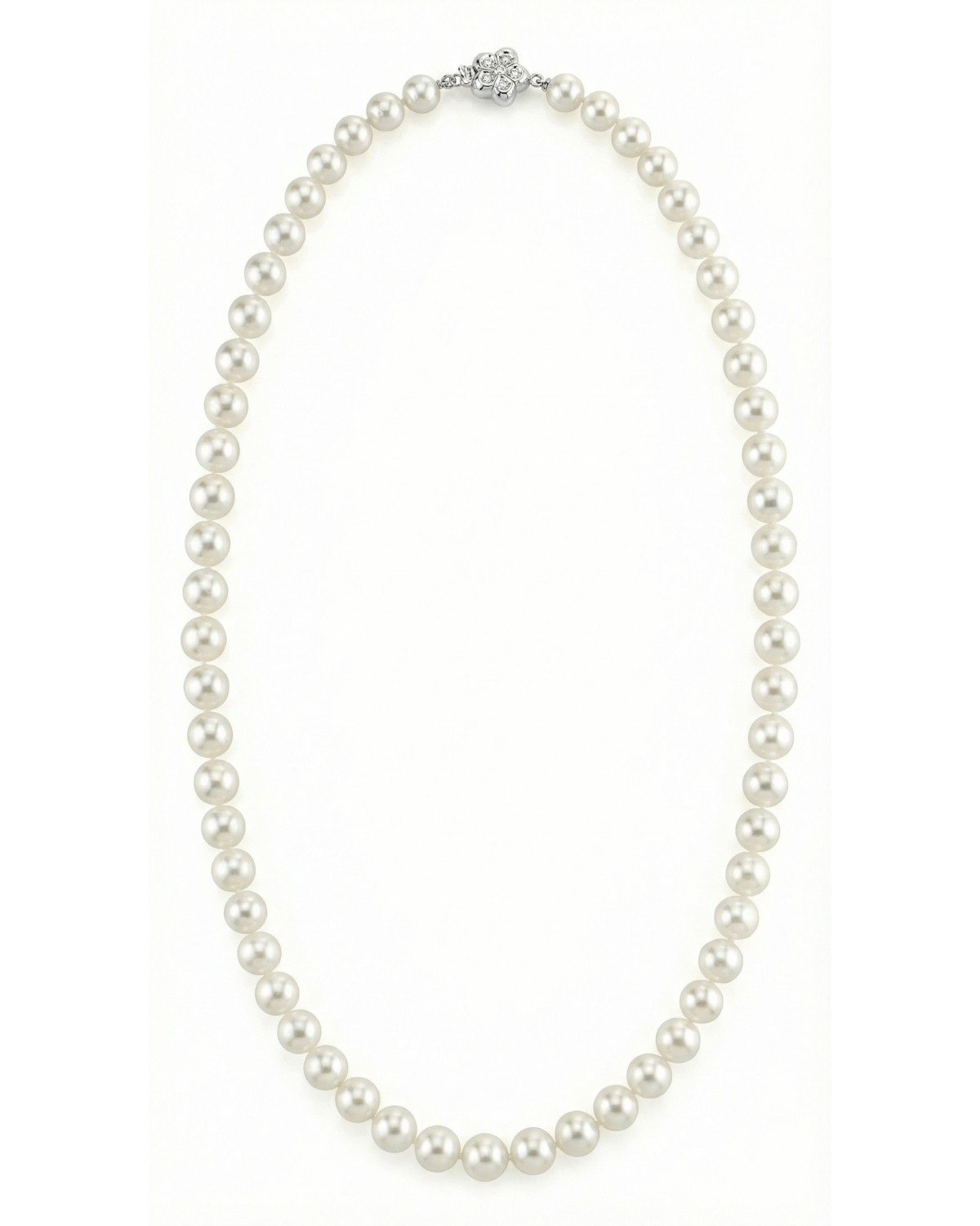 White Japanese Akoya Pearl Necklace, 7.0-7.5mm - AA+ Quality