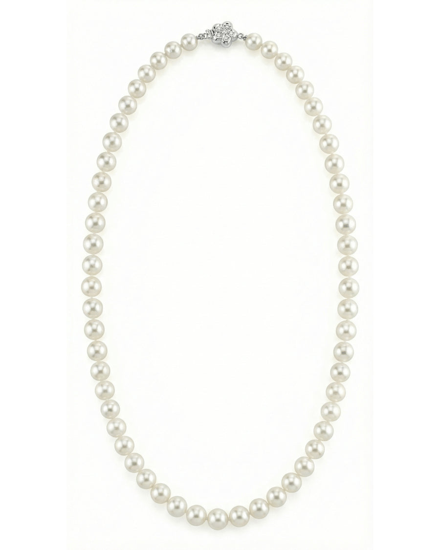 White Japanese Akoya Pearl Necklace, 7.0-7.5mm - AA+ Quality