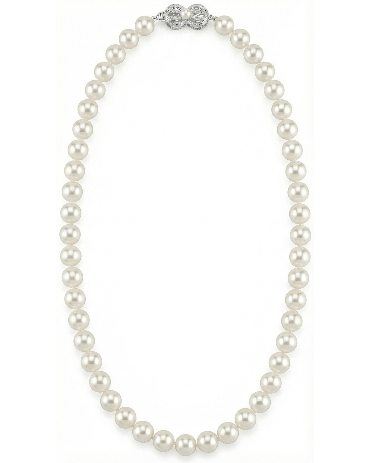 White Japanese Akoya Pearl Necklace, 7.5-8.0mm - AA+ Quality