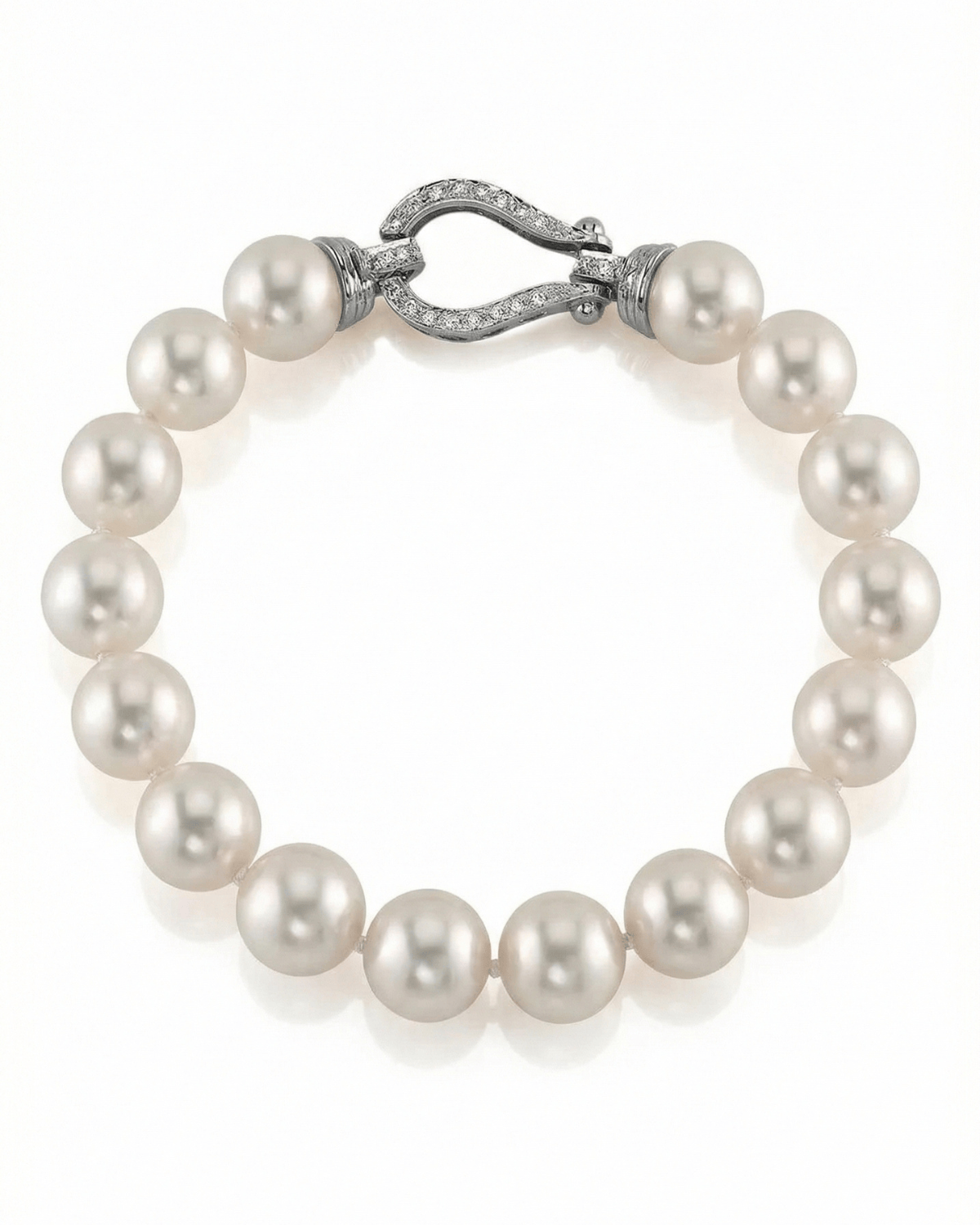 White Japanese Hanadama Akoya Pearl Bracelet, 9.5-10.0mm