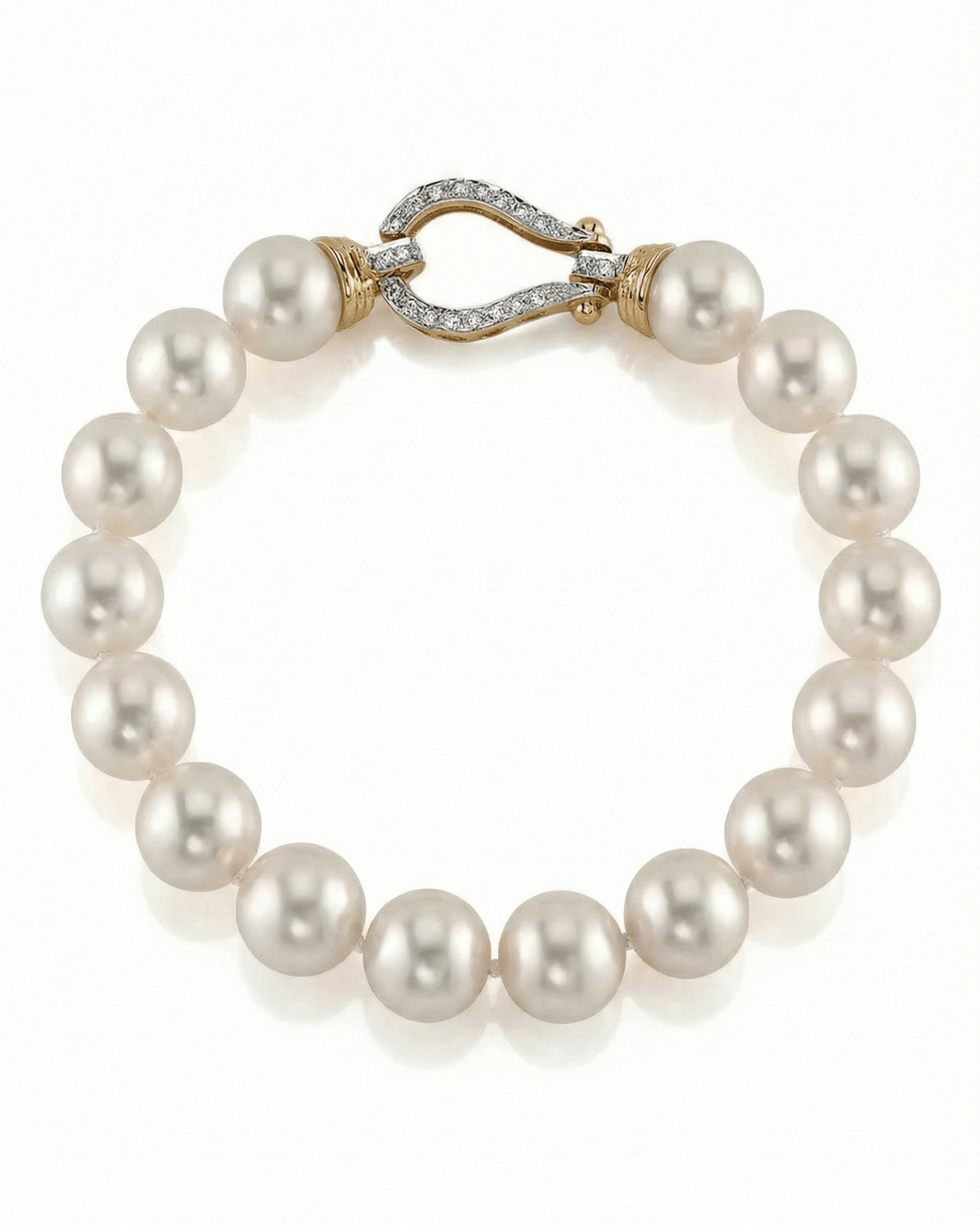 White Japanese Hanadama Akoya Pearl Bracelet, 9.5-10.0mm