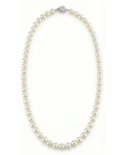 White Japanese Hanadama Akoya Pearl Necklace, 7.0-7.5mm