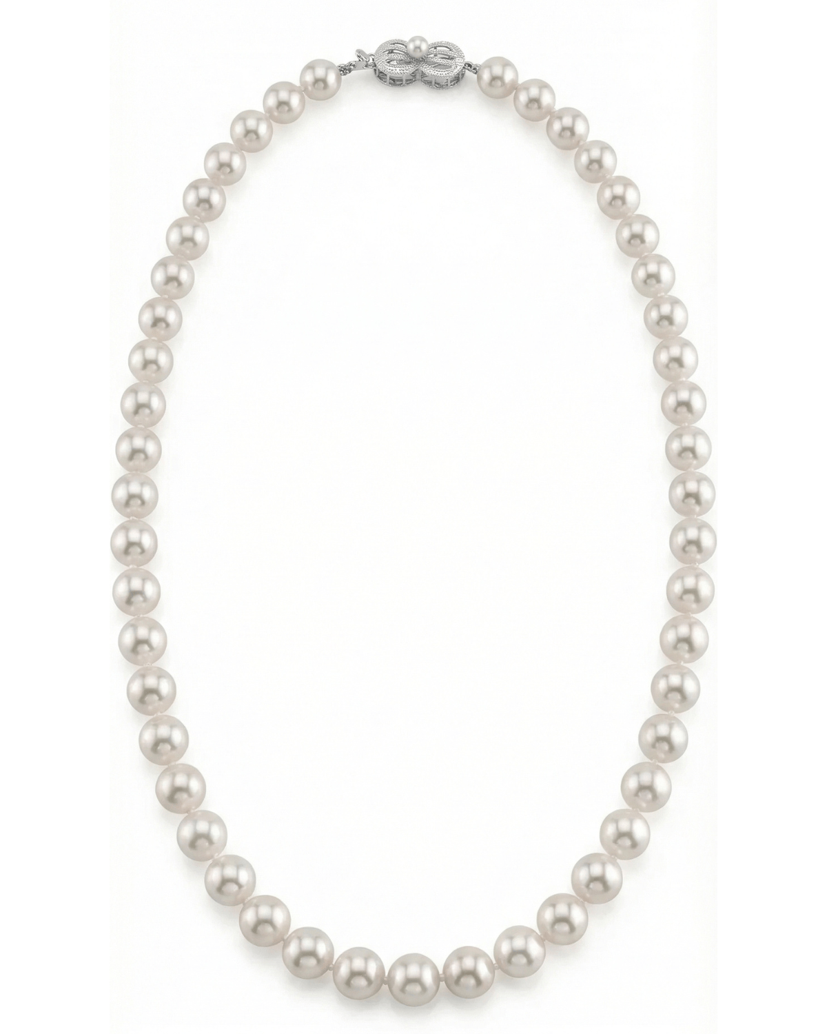 White Japanese Hanadama Akoya Pearl Necklace, 8.0-8.5mm