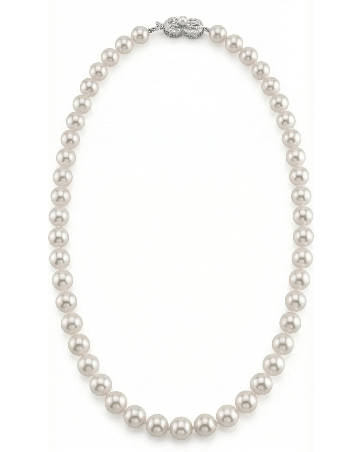 White Japanese Hanadama Akoya Pearl Necklace, 8.0-8.5mm