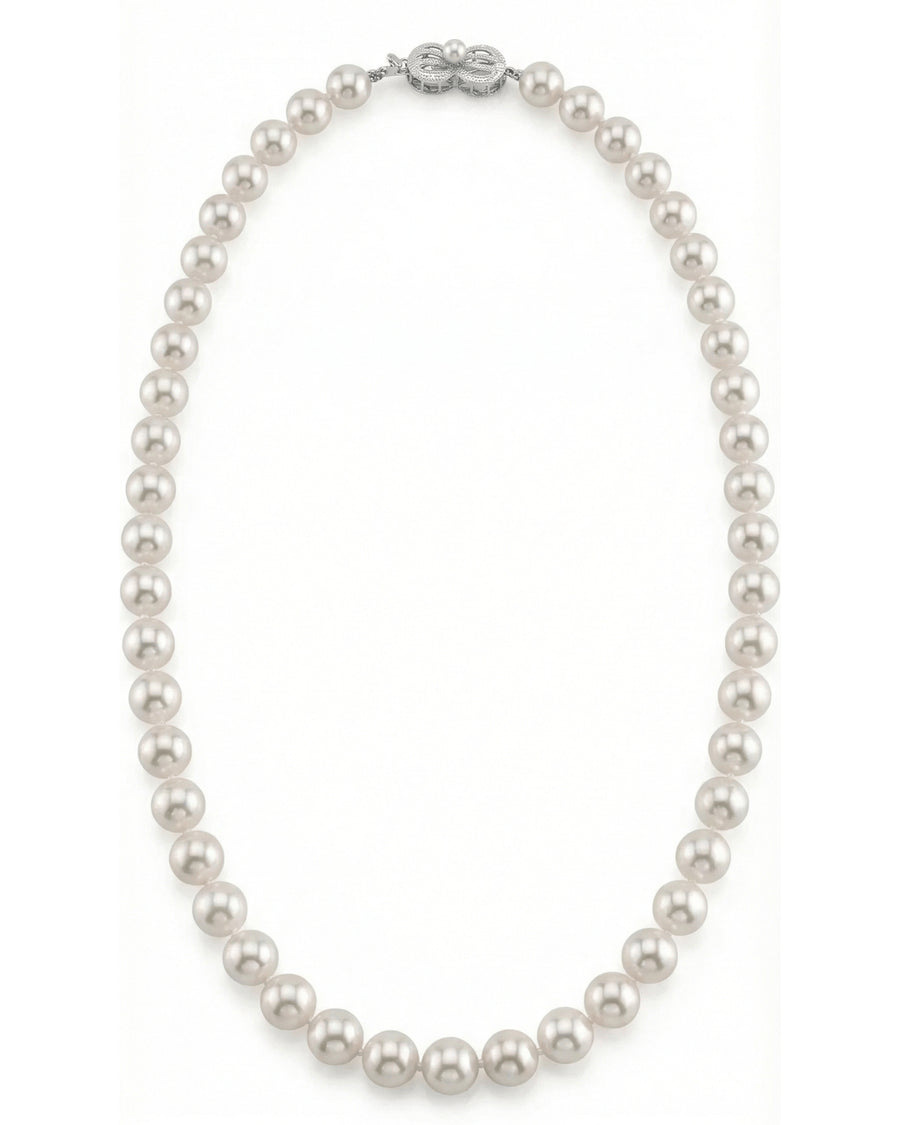 White Japanese Hanadama Akoya Pearl Necklace, 8.0-8.5mm