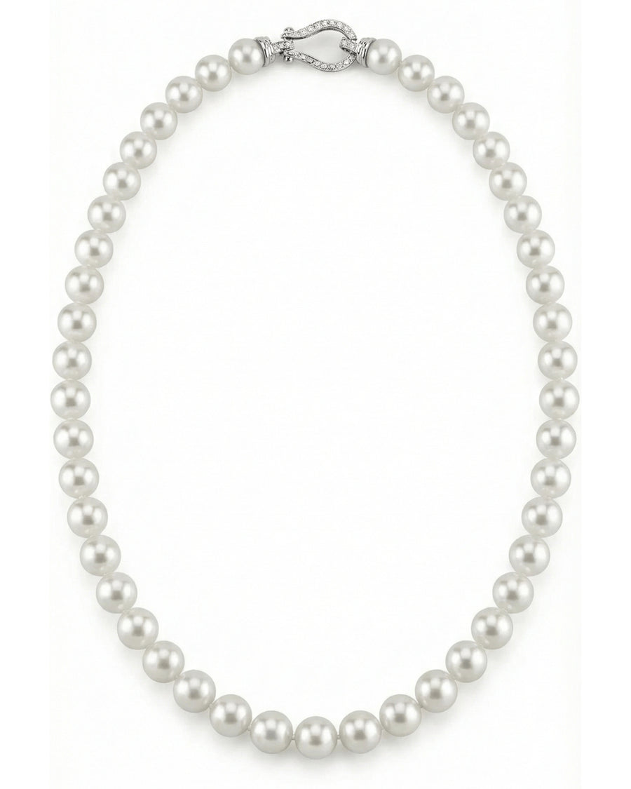 White Japanese Hanadama Akoya Pearl Necklace, 8.5-9.0mm
