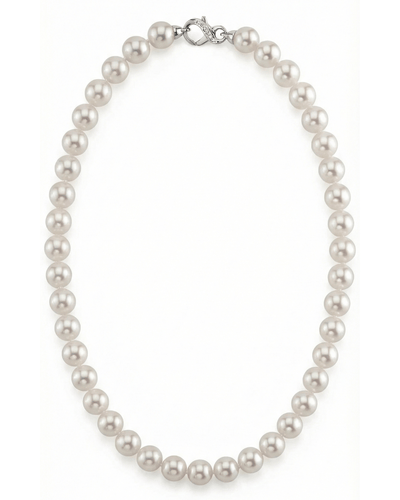 White Japanese Hanadama Akoya Pearl Necklace, 9.0-9.5mm
