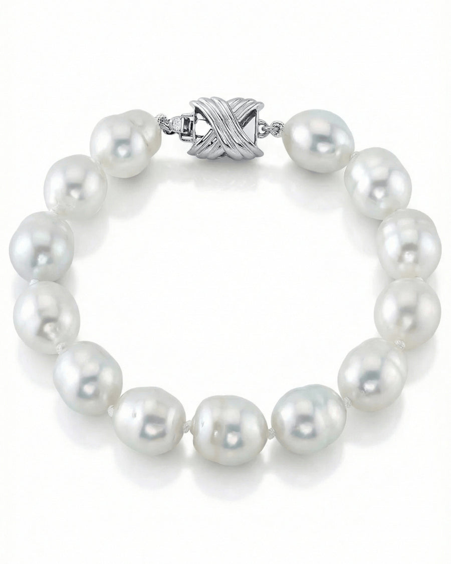 White South Sea Baroque Pearl Bracelet, 9.0-10.0mm