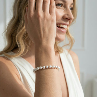 White Japanese Akoya Pearl Bracelet, 6.5-7.0mm