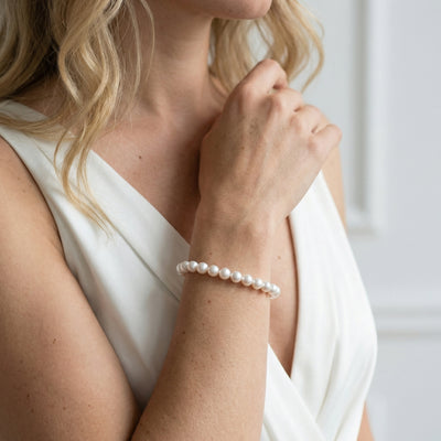 White Japanese Akoya Pearl Bracelet, 6.5-7.0mm