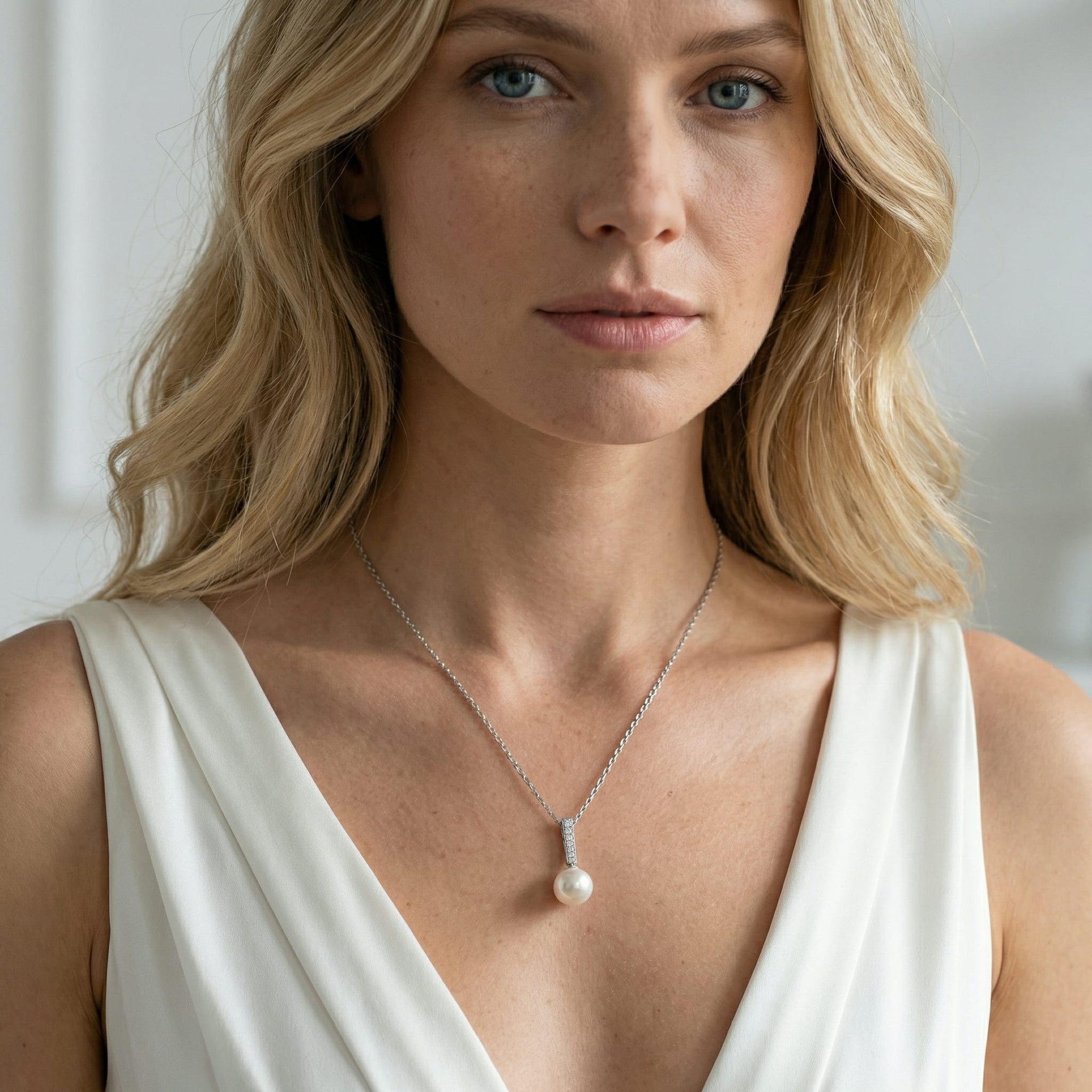 Akoya Pearl Dangling Diamond Pendant