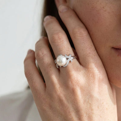 Akoya Pearl & Diamond Crown Jewel Ring