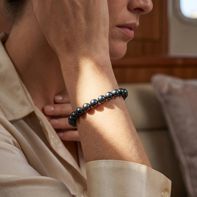 Black Japanese Akoya Pearl Bracelet, 6.5-7.0mm