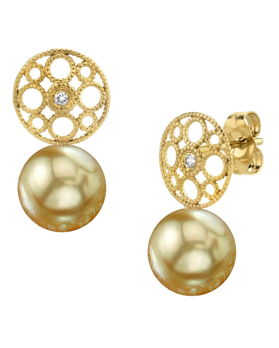 Golden South Sea Pearl & Diamond Faye Earrings