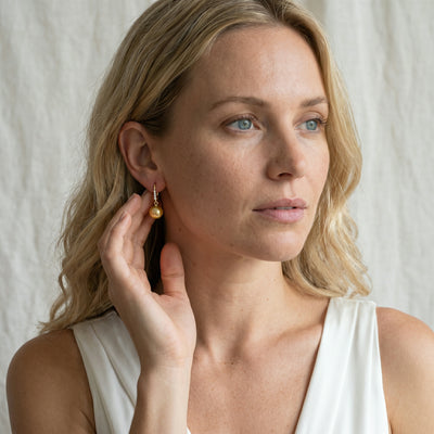 Golden South Sea Pearl & Diamond Equinox Dangle Earrings